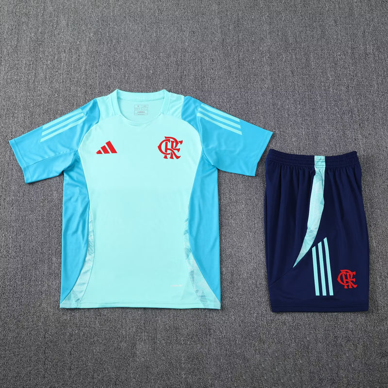 Conjunto Camiseta e Shorts Treino Flamengo 25/26 Azul Claro